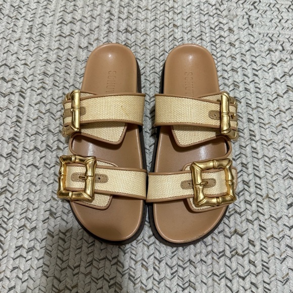 Schutz Enola Strappy Flat Sandals – Areia Light Gold - Picture 7 of 12